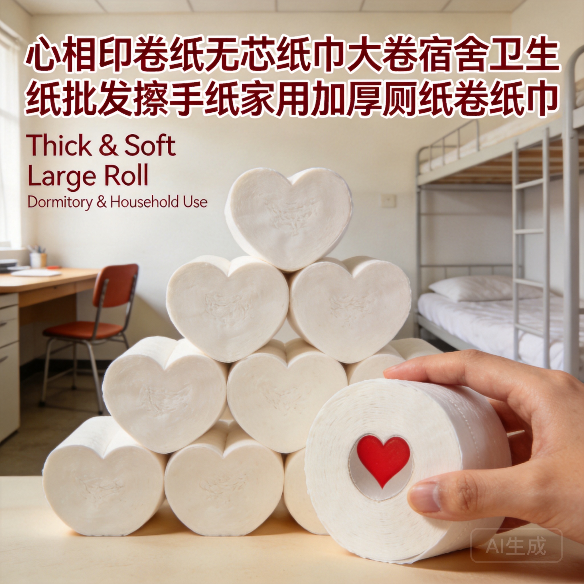 心相印卷纸无芯纸巾大卷宿舍卫生纸批发擦手纸家用加厚厕纸卷纸巾-万象社